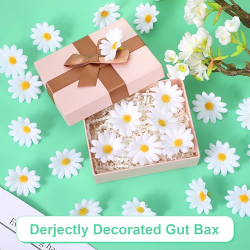 Nogeqi 100 Pcs Daisy Flower Head Artificial Daisy Flower White Gerbera Fake Flowers Heads for DIY Garland Craft Birthday Wedding Party Easter Bonnet Home Decoration