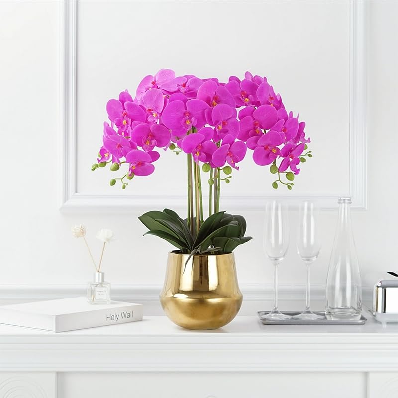 Artificial Phalaenopsis 5 Pcs Artificial Flowers Artificial Orchid Flowers Stem Fake Plants for Décor (Purple) - color: Purple
