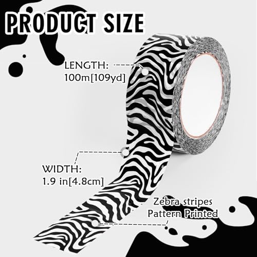 Whaline 109 Yard Zebra Packing Tape Gift Wrapping Tape Black White Zig-Zag Zebra Pattern Tapes for Small Business DIY Crafts Box Carton Decor - style: Black White Zebra Pattern