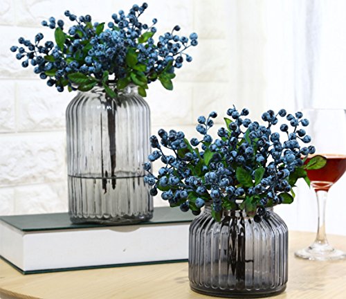 Mistari 10 Pack Artificial Flowers California Faux Blueberries Artificial Stems for Decorating Blueberry Picks Fruit Fake Silk Flowers Home Decorative Party Wedding (Blue) - size: 10 Pack