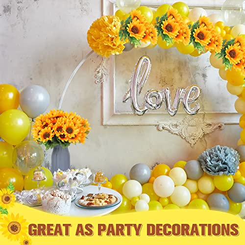 8 Pcs Fake Sunflower Bouquets, 11.8 in Artificial Flower Artificial Sunflower with Stems for Baby Shower Birthday Party Home Kitchen Wedding Decor, Bride Holding Flower, Table Centerpiece