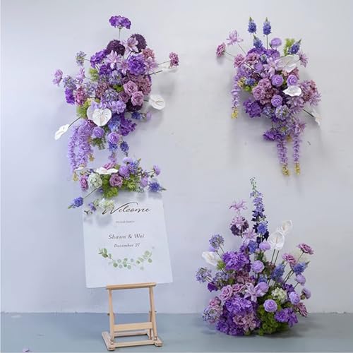 HinyoCo 32 Pcs Silk Hydrangea Artificial Flowers Hydrangea Heads No Stems, Used for Home Wedding Party Decoration (Purple) - color: Purple