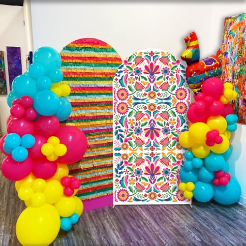 Sensfun Mexican Fiesta Arch Backdrop Cover Cinco De Mayo Birthday Baby Shower Decorations,2-Sided Colorful Mexican Otomi Flowers Backdrop Arch Covers for Mexico Talavera Wedding Party Decor 3.3x6.5ft - size: 3.3x6.5ft (100x200cm)