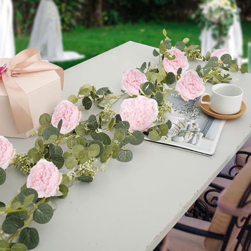 Pink Peonies Artificial Flowers 16pcs Light Pink Flowers Silk Flowers Fake Peonies Faux Peony Flowers Heads with Stem Floral Arrangement for Home Wedding Party Festival Decor (Light Pink) - color: Light Pink
