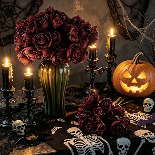 24 Stems Artificial Ranunculus Flowers, 96 Bloom Faux Silk Ranunculus Bouquet for Wedding Decorations, Home Décor, Holiday Arrangements & Large Event Centerpieces (Burgundy) - color: Burgundy