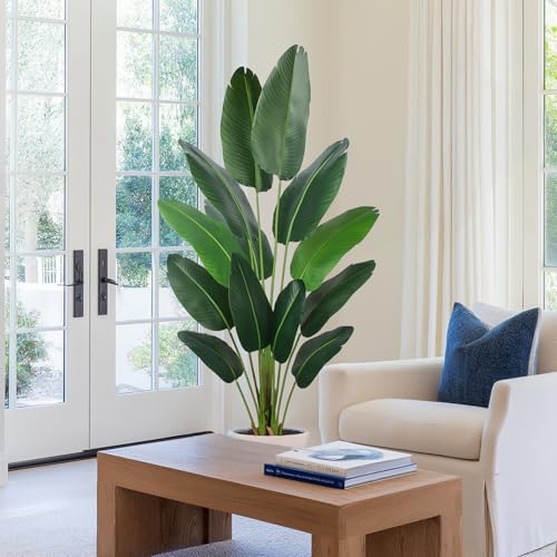 YEPDIN Artificial Bird of Paradise Plant 6 Ft Tall Fake Banana Leaf Plant for Indoors and Outdoors,Faux Palm Tree with Plastic Pot for Office and Home Decor,L1802PCS - style: 6 FT 2PCS