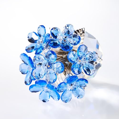 Blue Crystal Flower Glass Gifts for Sister Girlfriend Women Girl Wife,Crystal Flowers Bouquet Collectible for Wedding Anniversary Mom from Daughter Son (Blue Flower 02) - color: Blue