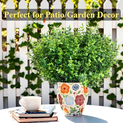 Artificial Eucalyptus Bundles Fake Greenery Stems Realistic Fade Resistant Faux Plants for Indoor Outdoor All Seasons Home Office Farmhouse Wedding Patio Garden Spring Decor Without Pot - color: Green, size: 12 Bundles