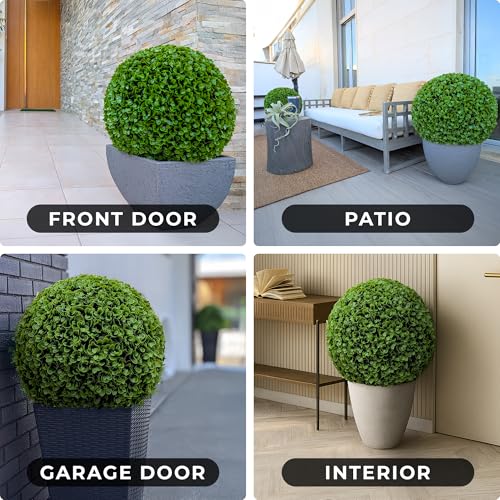 365 Curb Appeal 23" XL Topiary Balls – 2 Extra Large Faux Succulent Balls - Artificial Succulents for Outdoors (Succulents, 2 Topiary Spheres (4 Halves)) - color: Succulent, size: 2 topiary balls (4 halves)