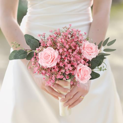 N&T NIETING 6Pcs Babys Breath Artificial Flowers,Real Touch Fake Cherry Blossom Pink Flowers Faux Flowers Bouquets for Vase Home Office Wedding Spring Indoor Outdoor Centerpiece Table Decorations - color: Cherry Blossom Pink, size: 6PCS