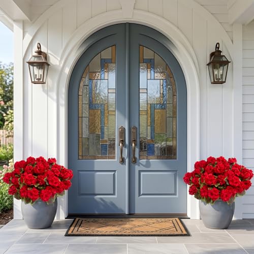 lovemoon 8 Pcs Artificial Geranium Plant Realistic Silk Flowers for Outside UV Resistant Faux Geraniums Flowers for Indoor Outdoor Home Garden Office Decoration (8, Red) - color: Red