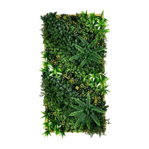 Nearly Natural Hawaiian Islands Artificial Living Wall Panel - 20in x 40in UV Resistant, Indoor/Outdoor Greenery Panel with Light Wood-Like Frame, Perfect for Home, Office, Events - Easy to Hang