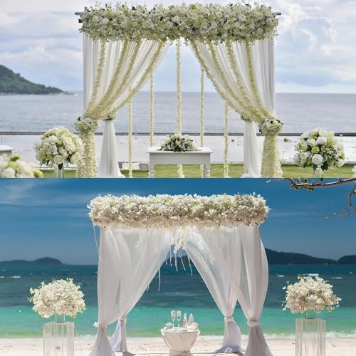 Sggvecsy Cherry Blossom Garland Artificial Cherry Flower Vines 10 Pack Hanging Silk Flowers Garland for Home Wedding Garden Party Arch Office Decor (White) - color: White, size: 10pcs