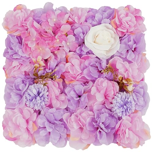 12 Pack Flower Wall Panels 15 x 15 inch 3D Rose Wall Mat Decorative Faux Floral Panel Hydrangea Silk Faux Flower Backdrop for Photo Background Home Wedding Party