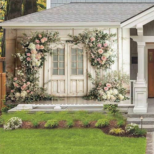 5X3ft Floral Photography Backdrop, Retro Flowers Photography Backdrop Dreamlike Wedding Portrait Photo Background, Baby Bridal Shower Wedding Birthday Party Background Banner Decor, White-2 - color: White-2, size: 5x3ft