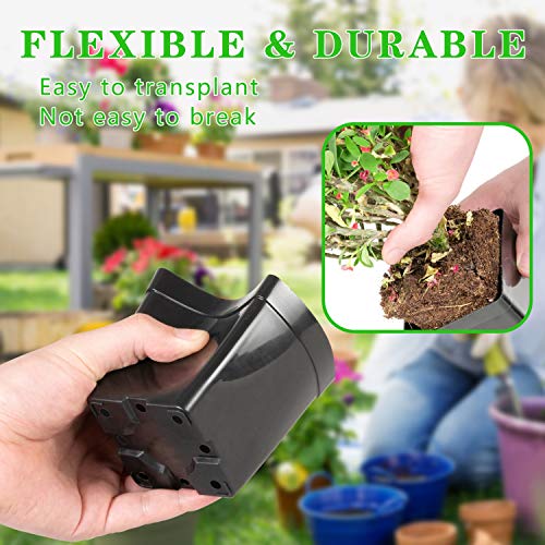 June Fox Square Nursery Pots 3.3 Inches Flexible Plastic Seedling Pots Square Pots for Plants, Succulent, Flower, Pack of 60, with 60 PCS Plant Labels - color: 60 Pcs