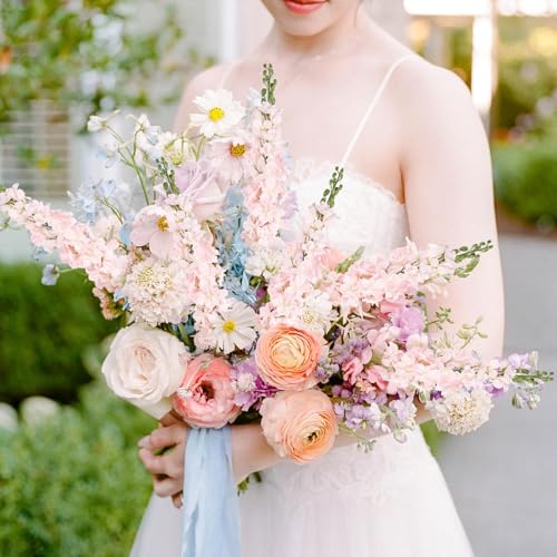 IPOPU 43.3" Pink Delphinium Artificial Flowers 5PCS Faux Delphinium Flowers Larkspur Long Stem Artificial Flowers for Wedding Table Centerpieces Home Garden Decor(Pink) - color: Pink