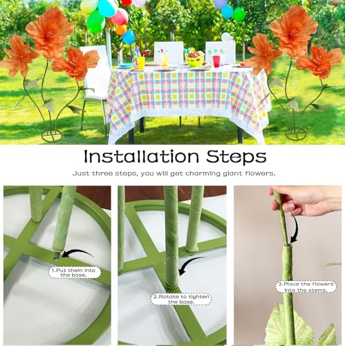 Giant Artificial Paper Flowers Decorations, Huge Realistic Faux Flower Large Wedding Reception Backdrop Home Office Indoor Outdoor Event Party Banquet Background Decor Photographic Props, Orange - color: Champagne
