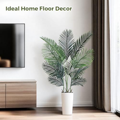 Jocoevol Artificial Golden Cane Palm Tree 5FT, Artificial Palm Tree with Pot, Fake Palm Tree for Home Living Room, Tropical Palm Tree for House Warming - size: 5ft