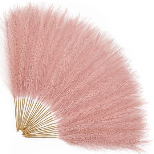 Alecono 𝟯𝟬𝙋𝙘𝙨 Pampas Grass, 17" Faux Pink Pampas Grass Decor for Boho Home Decoration Fluffy Artificial Pampas for Wedding - color: A Dusty Pink, size: 30pcs
