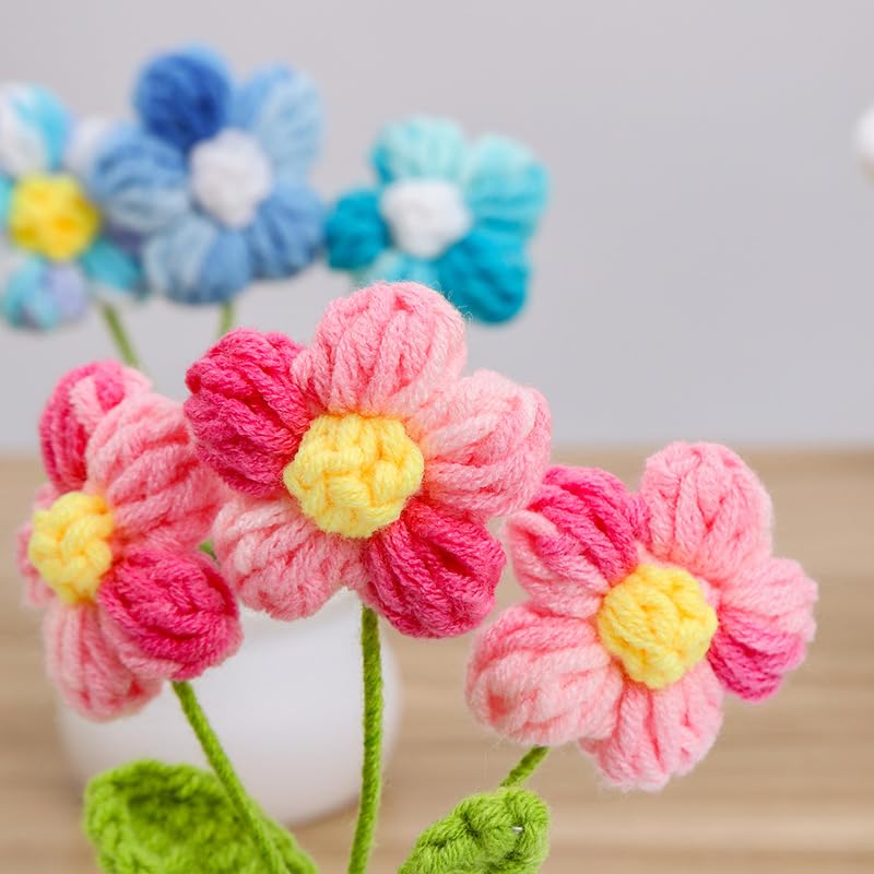 Crochet Flowers Cute Flower for Women,Knitting Flowers Gift for Friends,Mother, Coworkers, Valentines,Graduation, Christmas,Office Desk & Home Decoration(Pink) - color: Pink