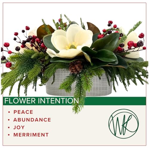 Happy Holiday Gather - Holiday Florals, Large-Size Faux Floral Arrangement, Premium Artificial Indoor Flower Display with Beautiful Blooms and Foliage - Artificial Plants & Flowers - color: Happy Holiday Gather