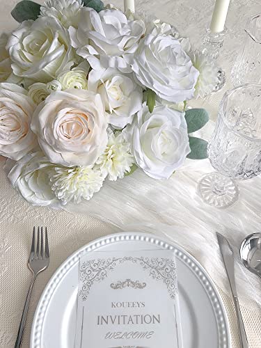 FACINOC Roses Artificial Flowers White Fake Flower Bulk for DIY Wedding Bouquet Bridal Baby Shower Decorations Party Table Centerpiece Silk Floral Arrangements Home Decor Indoor Cream Ivory Box - color: White, Ivory, Cream