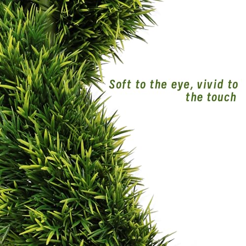 4ft Spiral Boxwood Topiary Trees Artificial Outdoor Set of 2 - UV Resistant Faux Plants for Outside Planters, 48" Fake Twisted Tree for Front Porch Decor - color: Pine Needle, size: 4FT