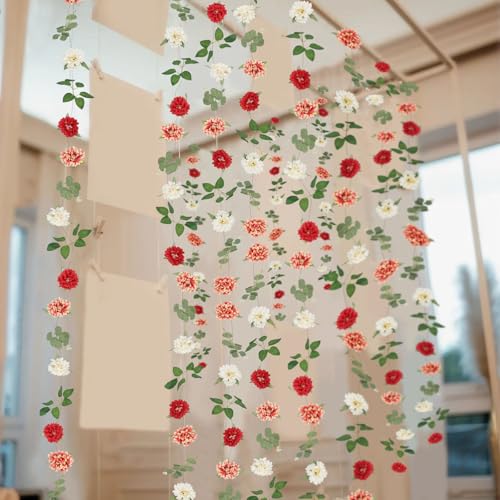 CITYES 5 Pcs Flower Garland for Backdrop Artificial Hanging Wildflower Garland Floral Vines 29.5 ft Faux Silk Flowers Vines Decorations for Home Garden Spring Summer Wedding Party Arch Wall Fall Decor - color: 5 Pcs-29.5 Ft