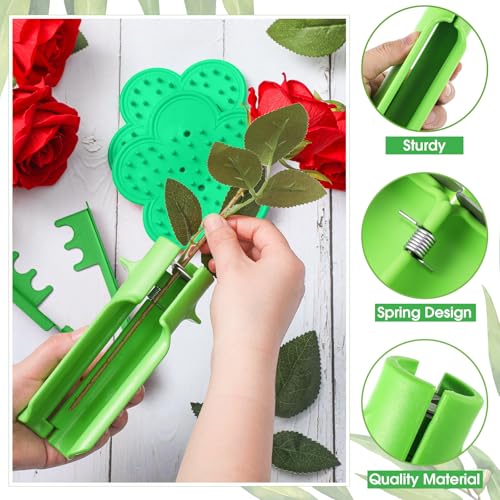 Lasnten 4 Pcs Rose Thorn Stripper Tool Set, Flower Stem Cleaner & Leaf Remover for Bouquet DIY, Floral Arranging, Wedding Flower Preparation, Florist Tools, Gifts for Bloom Lovers (Green) - color: Green