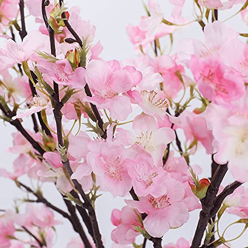 LESING 4pcs Artificial Cherry Blossom Flowers, 41.4" Realistic Fake Silk Long Stems Artificial Cherry Blossom Branches for Floor Table Home Wedding Decoration (Pink-1) - color: Pink-1