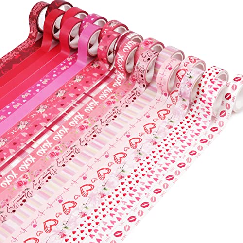 20 Rolls Valentine's Day Washi Tape Red Pink Heart Love Masking Tape for Wedding Romantic Scrapbook DIY Craft Valentines Decorative Duct Tape for Journaling Giftwrap Tape Supplies - style: Valentine's Day