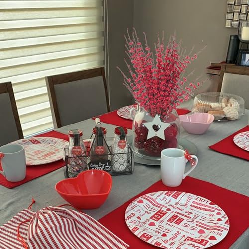 29.5" Long Stem Jasmine Flowers with Mini Berry 5Pcs Red Flowers Artificial Floral Picks for Home Office Wedding Party Decoration - color: Red, size: 5 PCS