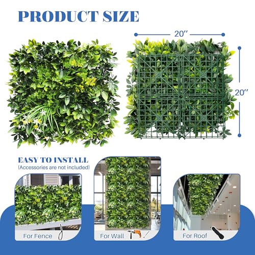 ECOOPTS 20"x20" Faux Ivy Privacy Fence Screen Artificial Boxwood Panels Topiary Hedge Plants for Indoor Outdoor Decoration, #6 Mixed Leaves, 6 Packs - color: #6 Mixed Leaves, size: 20"x20"