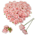 ATFL Artificial Satin Rose Flower Heads,42 Pcs Silk Rose Heads with Stems,3.5'' Rose Artificial Flowers Bulk,Artificial Rose Flower Heads for DIY Crafts Bouquet (42, Light Pink) - color: Light Pink