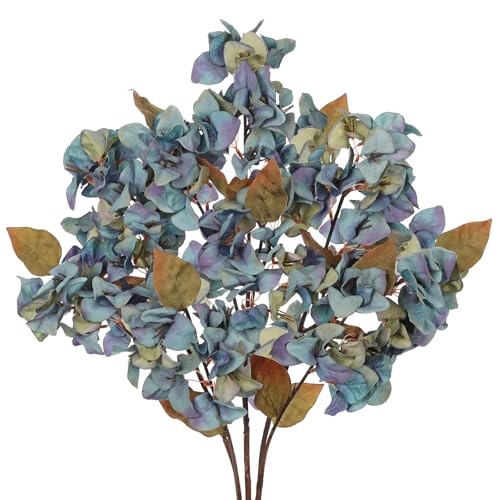Briful Bougainvillea Artificial Flowers 5 Pack 27.5" Fake Bougainvillea Floral Stems Realistic Silk Bougainvillea Arrangements for Home Weddings Parties Table Vase Centerpiece Decor(Blue) - color: Blue