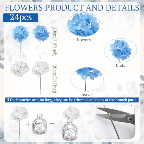 36 Pcs Artificial Flowers Table Centerpiece with Vases Colorful Wildflower Centerpieces Silk Flower Arrangement for Wedding Baby Shower Table Centerpieces Party(Hydrangea,Clear) - style: Hydrangea, Clear