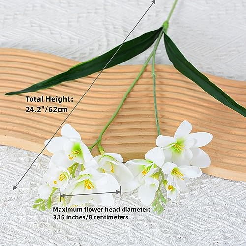 XZJMY 3Pcs Artificial Freesias Flowers,Artificial Lily for Wedding Home Party Garden Shop Office Decoration (White)
