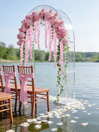 IPOPU Pink Wisteria Hanging Flowers Garland 6.4FT Wisteria Garland Hanging Flowers for Decoration for Wedding Arch, Backdrop, Garden Party Decor, 3 PCS (Pink) - color: Pink