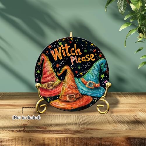 Vintage Witch Round Metal Sign Witch Please Halloween Sign Farmhouse Rustic Wreath Wall Decoration for Indoor Outdoor Home Porch Window Decor 8 Inch - color: Thanksgiving 15, size: 8 inches