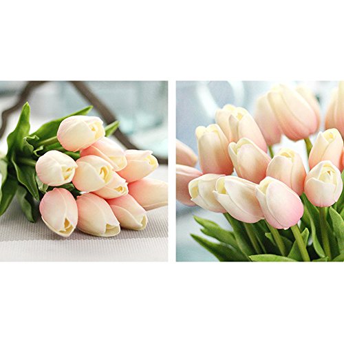 30 pcs Real-Touch Artificial Tulip Flowers Home Wedding Party Decor - color: Light Pink