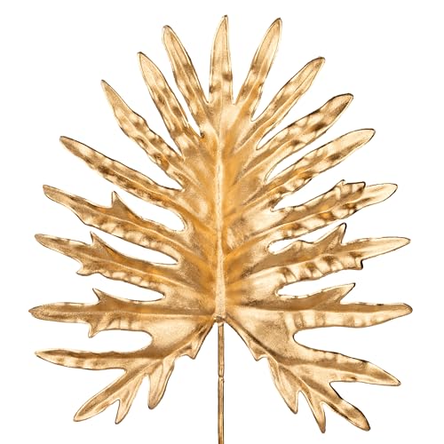 DILATATA 5 Pcs Artificial Monstera Leaves with Stem 30 Inch Golden Tropical Monstera Plant Gold Split Palm Leaves Philodendron Monstera Fronds for Hawaiian Luau Jungle Party Decorations - color: Split Palm#gold Pe 5pcs