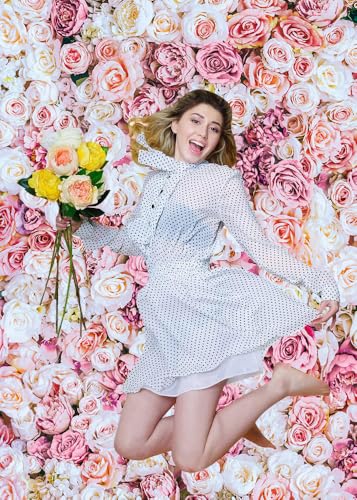 6x8ft Pink Rose Floral Wall Backdrop Flower Wall Decorations Photography Background for Wedding Mother's Day Birthday Bridal Shower Valentine's Day Party Decoration Banner Studio Props - size: 6x8ft
