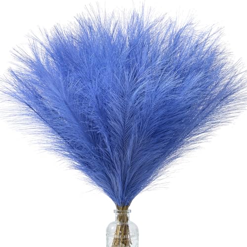 Alecono Navy Blue Pampas Grass 17in 𝟯𝟬𝙋𝙘𝙨, Artificial Faux Fluffy Pampas Grass Decor for Home Wedding Centerpieces Party - color: Navy Blue, size: 30pcs