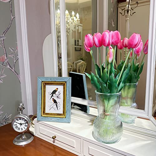 16-inch Premium Real Touch Fake Tulips, Artificial Flowers with Buds, Flexible Stem Easy to Shape, Faux Tulips (Vase not Included), 5-Pack Set of Vibrant Pink - color: Vibrant Pink
