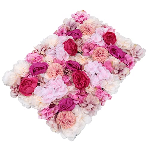 Gdrasuya10 6pcs Realistic Flower Wall Background Artificial Flowers Wall Backdrop Panel 3D Silk Rose Fake Flower Wall Panel Banquet Wedding Party Decor, Photography Background 60 x 40 cm - color: 6pcs, Fuchsia
