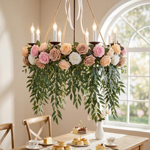 Giegxin 5 Pcs Artificial Greenery Stems, 42.52 Inch Fake Plants Branches Faux Greenery Real to Touch Stems for Home Bathroom Office Farmhouse Wedding Centerpiece Decor(Willow Vines)