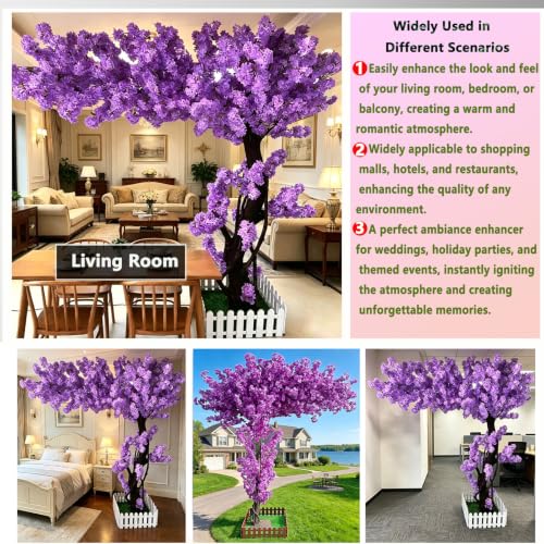 Artificial Cherry Blossom Tree Large 6ft,Tall Purple Fake Japanese Cherry Blossom Trees,Arbol De Cerezo Artificial Grande,Faux Sakura Tree for Home Decor Indoor Outdoor Garden Party Wedding - color: Purple, size: 5ft 11in