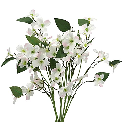 LIUCOGXI 4 Pcs Dogwood Flowers Floral Arrangements Artificial Silk Bouquet White for Home Wedding Bridal Bouquet Kitchen Table Vase Decoration - color: White # 4pcs