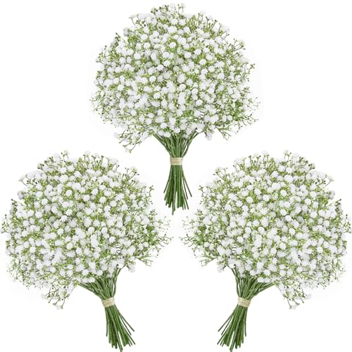 Alecono Babys Breath Artificial Flowers 𝟯𝟯𝗣𝗰𝘀, White Artificial Babys Breath Bulk for DIY Floral Bouquets for Wedding, Fake Babys Breath Real Touch Flowers for Home Decorations - size: 33pcs